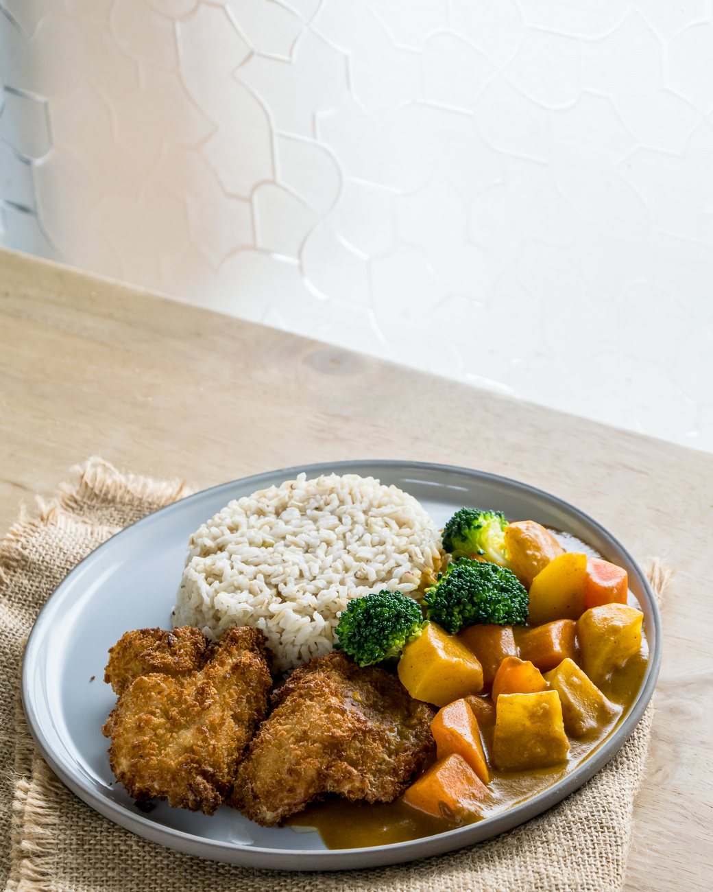Japanese Curry Brown Rice with Mushroom Katsu